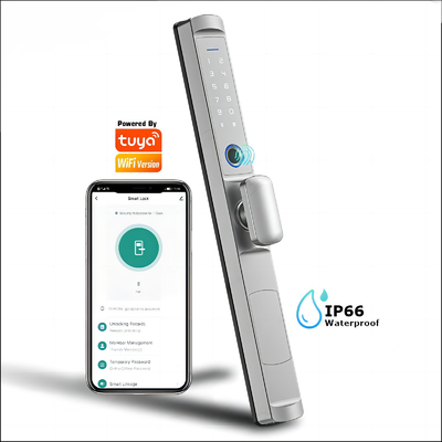 スリムバイオメトリック指紋 スマートワイヤレスドアロック キュートハンドル Tuya WIFI または TTLock アプリ IP66 防水ロック